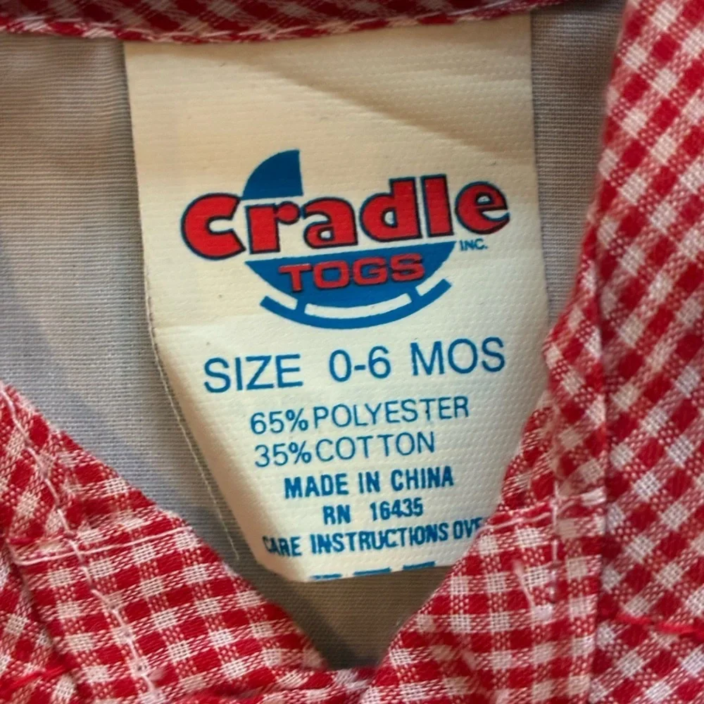 Vintage Cradle Togs My 1st Christmas Red Gingham Baby Outfit 0–6 Months - Picture 4 of 10